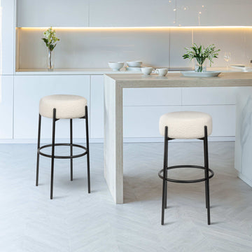 Paola Modern Metal/Bouclé Cushioned Counter & Bar Stool - JONATHAN Y
